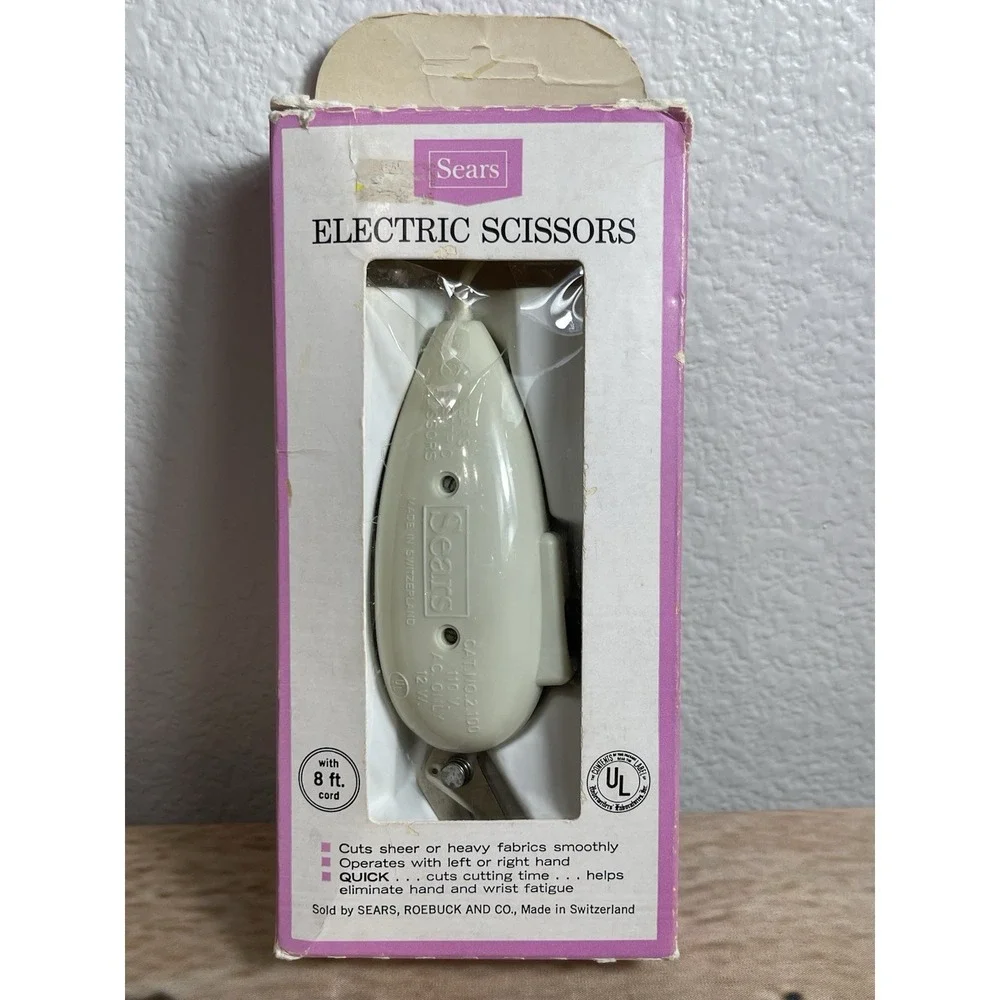 Vintage SEARS Roebuck And Co Electric‎ Fabric Sewing Scissors Switzerland Tested